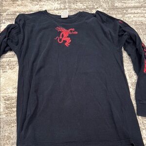 Black Long Sleeve Kids Shirt with Red Graphic